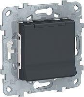 Розетка с заземлением без рамки Schneider Electric Unica New 1-м. крышка шторки IP40 антрацит