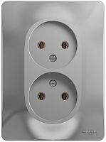Розетка без заземления Systeme Electric Glossa 1-м. 2 мод. алюминий