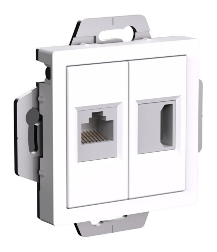 Розетка HDMI+RJ45 без рамки Systeme Electric AtlasDesign 2-м белый