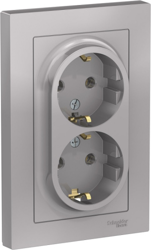 Розетка с заземлением Systeme Electric AtlasDesign 1-м. 2 мод. алюминий