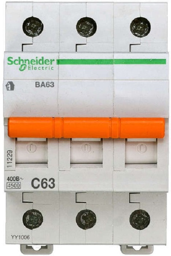 Выключатель автоматический Schneider Electric Домовой 3п C 63А ВА63 4.5кА фото 3