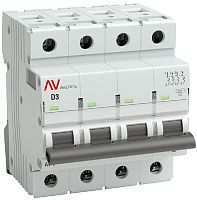 Выключатель автоматический EKF Averes AV-6 4п 3А D 6кА