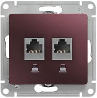 Розетка компьютерная без рамки Systeme Electric Glossa 2-м. RJ45+RJ45 5e баклажан