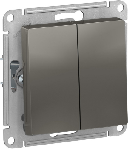 Выключатель без рамки Systeme Electric AtlasDesign 2-кл. сталь
