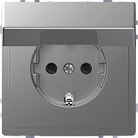 Розетка с заземлением без рамки Schneider Electric Merten D-Life 1-м. крышка шторки сталь
