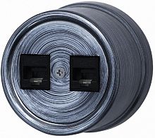 Розетка-ретро компьютерная пластик Bironi Лизетта 2-м. RJ45+RJ45 5е серебрянный век