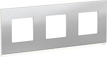 Рамка горизонтальная Schneider Electric Unica Studio Pure 3-м. металл алюминий матовый/белый