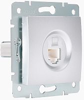 Розетка компьютерная без рамки Lezard Karina 1-м. RJ45 5e матовое серебро