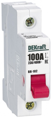 Выключатель нагрузки (мини-рубильник) DeKraft ВН-102 1п 100А тип AC