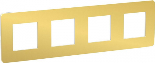 Рамка универсальная Schneider Electric Unica Studio Metal 4-м. золото/белый картинка