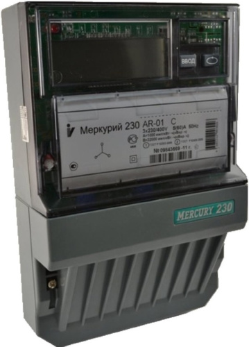 Счетчик электроэнергии 3Ф однотарифный Меркурий 230 AR-01 R 60/5 Т1 D 230/400В ЖК