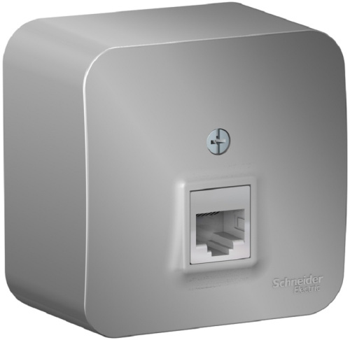 Розетка телефонная накладная Systeme Electric Blanca 1-м. RJ11 алюминий