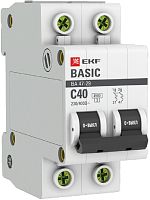 Выключатель автоматический EKF Basic ВА47-29 2п 40А C 4.5кА