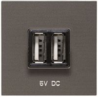 Розетка USB тип A+A без рамки ABB Niessen Zenit 1-м. 2 мод. 1500мА N2285 AN антрацит