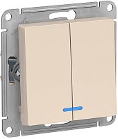 Выключатель с подсветкой без рамки Systeme Electric AtlasDesign 2-кл. бежевый