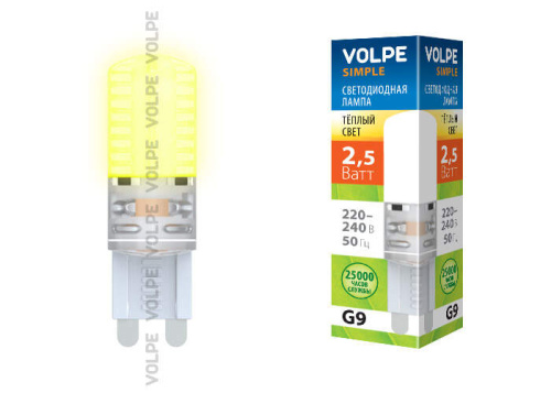 Лампа светодиодная Volpe LED-JCD-2.5W-WW-G9-CL-S 2,5Вт G9 220В 3000K Volpe — купить по цене от 125 ₽ | ПрофБезопасность