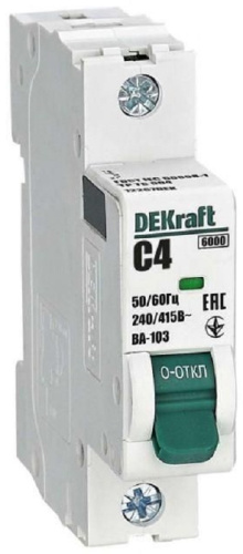 Выключатель автоматический DEKraft ВА-103 1п 4А C 6кА