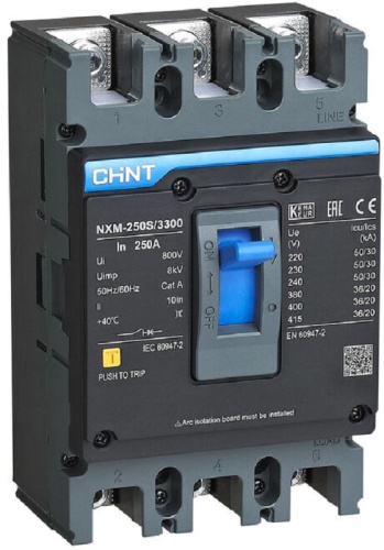 Выключатель автоматический в литом корпусе CHINT NXM-250S 3п 225А 35кА