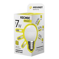 Лампа светодиодная Космос Smart G45 Шар Е27 220В 7Вт 3000К 3 режима 45х79мм Космос — купить по цене от 162 ₽ | ПрофБезопасность