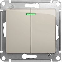 Выключатель с подсветкой без рамки Systeme Electric Glossa 2-кл. молочный