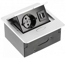 Розетка встраиваемая полуавтоматическая GTV 1-м.+2xUSB 127х118х66мм серый