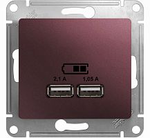 Розетка USB тип A+A без рамки Systeme Electric Glossa 2-м. 2100мА баклажан