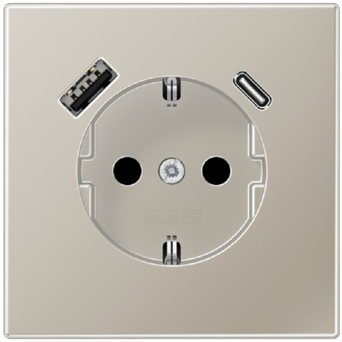 Розетка с заземлением +2хUSB тип A+C без рамки Jung LS990 metal 1-м. сталь Jung — купить по цене от 32&nbsp;191 ₽ | ПрофБезопасность