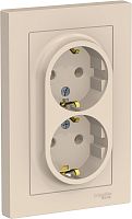 Розетка с заземлением Systeme Electric AtlasDesign 1-м. 2 мод. шторки бежевый