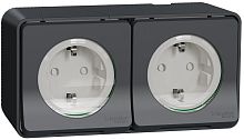 Розетка накладная с заземлением Schneider Electric Mureva Styl 2-м. крышка шторки IP55 антрацит