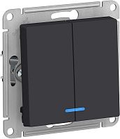 Выключатель с подсветкой без рамки Systeme Electric AtlasDesign 2-кл. карбон