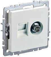 Розетка RJ45+TV Оконечная без рамки IEK Brite РТВ/РК12-БрЖ 2-м. жемчуг