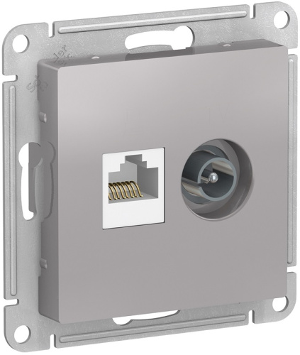 Розетка RJ45+TV Оконечная без рамки Systeme Electric AtlasDesign 2-м. алюминий