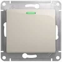 Выключатель с подсветкой без рамки Systeme Electric Glossa 1-кл. молочный