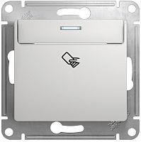 Выключатель карточный с подсветкой без рамки Systeme Electric Glossa 1-кл. алюминий