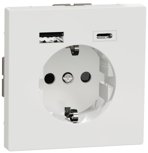 Розетка с заземлением +2xUSB тип A+C без рамки Schneider Electric Merten D-Life 1-м. белый лотос Schneider Electric — купить по цене от 9&nbsp;770 ₽ | ПрофБезопасность