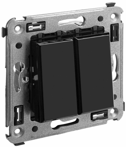 Выключатель без рамки DKC Avanti 2-кл. черный квадрат картинка