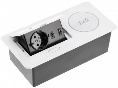 Розетка встраиваемая полуавтоматическая GTV 1-м.+беспроводная зарядка+2xUSB 212х118х70мм белый GTV — купить по цене от 16&nbsp;404 ₽ | ПрофБезопасность
