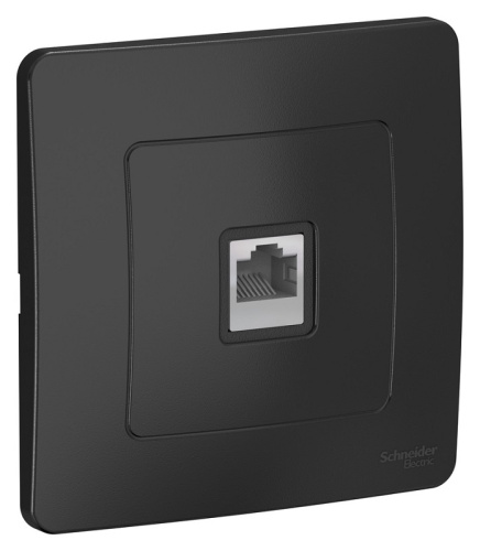 Розетка компьютерная с рамкой Systeme Electric Blanca 1-м. RJ45 5e антрацит