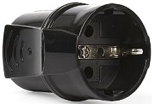 Розетка штепсельная с заземлением прямая Smartbuy 16А черный картинка