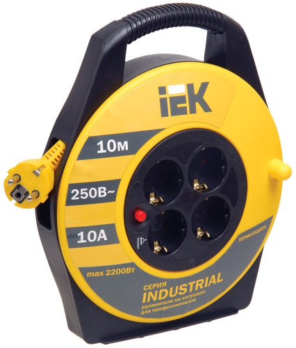 Удлинитель в корпусе с заземлением IEK Industrial 4х10м 16А 3500Вт IP20 фото 2