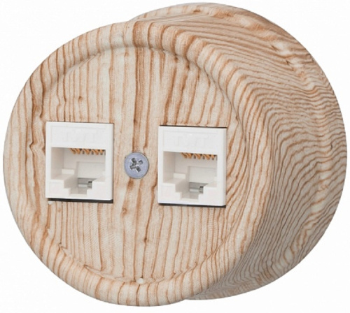 Розетка-ретро компьютерная пластик Bironi Лизетта 2-м. RJ45+RJ45 5е карельская сосна Bironi — купить по цене от 1&nbsp;800 ₽ | ПрофБезопасность