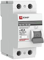 Выключатель дифференциального тока УЗО EKF PROxima ВД-100 2п 63А 100мА 4,5,кА тип AC