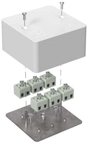 Коробка огнестойкая для кабель-канала Промрукав 85x85x45мм 12x6мм IP40 белый картинка