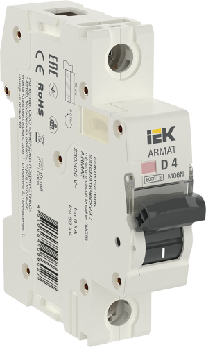 Выключатель автоматический IEK ARMAT M06N 1п 4А D 6кА, IEK, купить, цена, доставка, безопасность Выключатель автоматический IEK ARMAT M06N 1п 4А D 6кА IEK — купить по цене от 1 399 ₽ | ПрофБезопасность