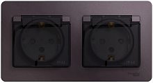 Розетка с заземлением с рамкой Systeme Electric Glossa 2-м. крышка шторки IP44 сиреневый туман