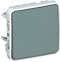 Выключатель кнопочный без рамки Legrand Plexo 1-кл. IP55 серый