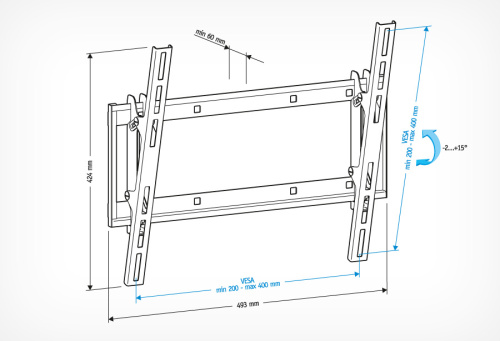 Кронштейн для ТВ Holder LCD-T4609-B 32"-65" наклонный фото 3