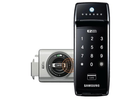 Установка электромеханического замка Samsung на дверь 