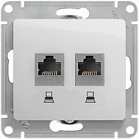 Розетка компьютерная без рамки Systeme Electric Glossa 2-м. RJ45+RJ45 5e алюминий 
