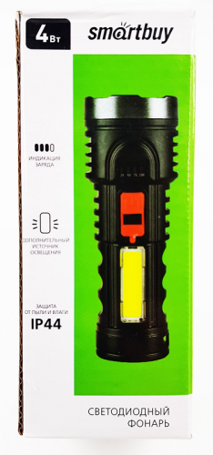 Фонарь ручной аккумуляторный  Smartbuy 4 Вт LED+ 3 Вт COB черный  Smartbuy — купить по цене от 530 ₽ | ПрофБезопасность